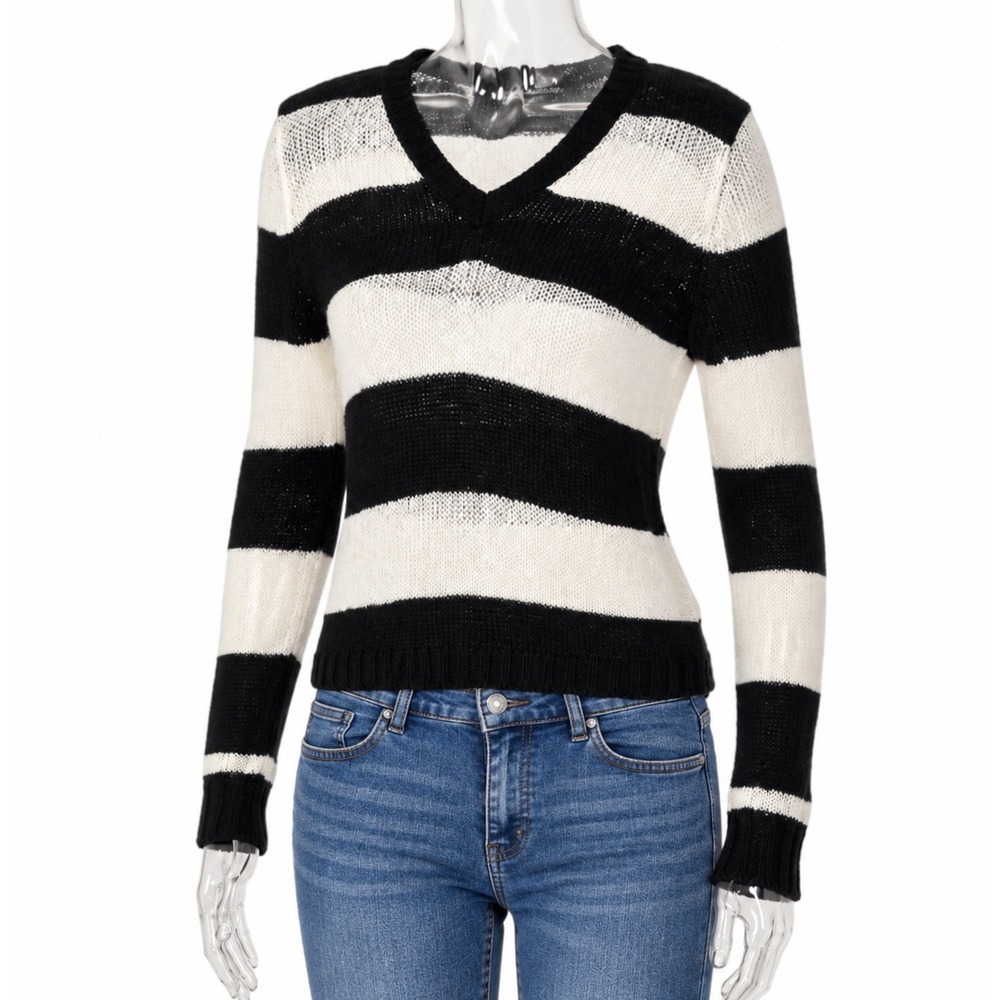 Only Mine linen blend V neck striped sweater SKUW747